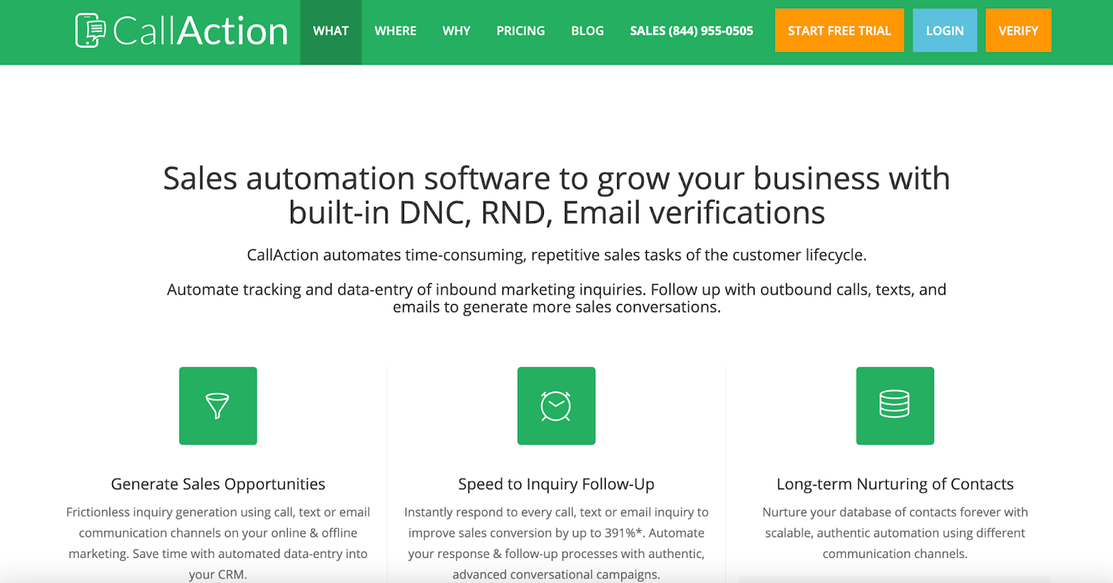 CallAction website homepage