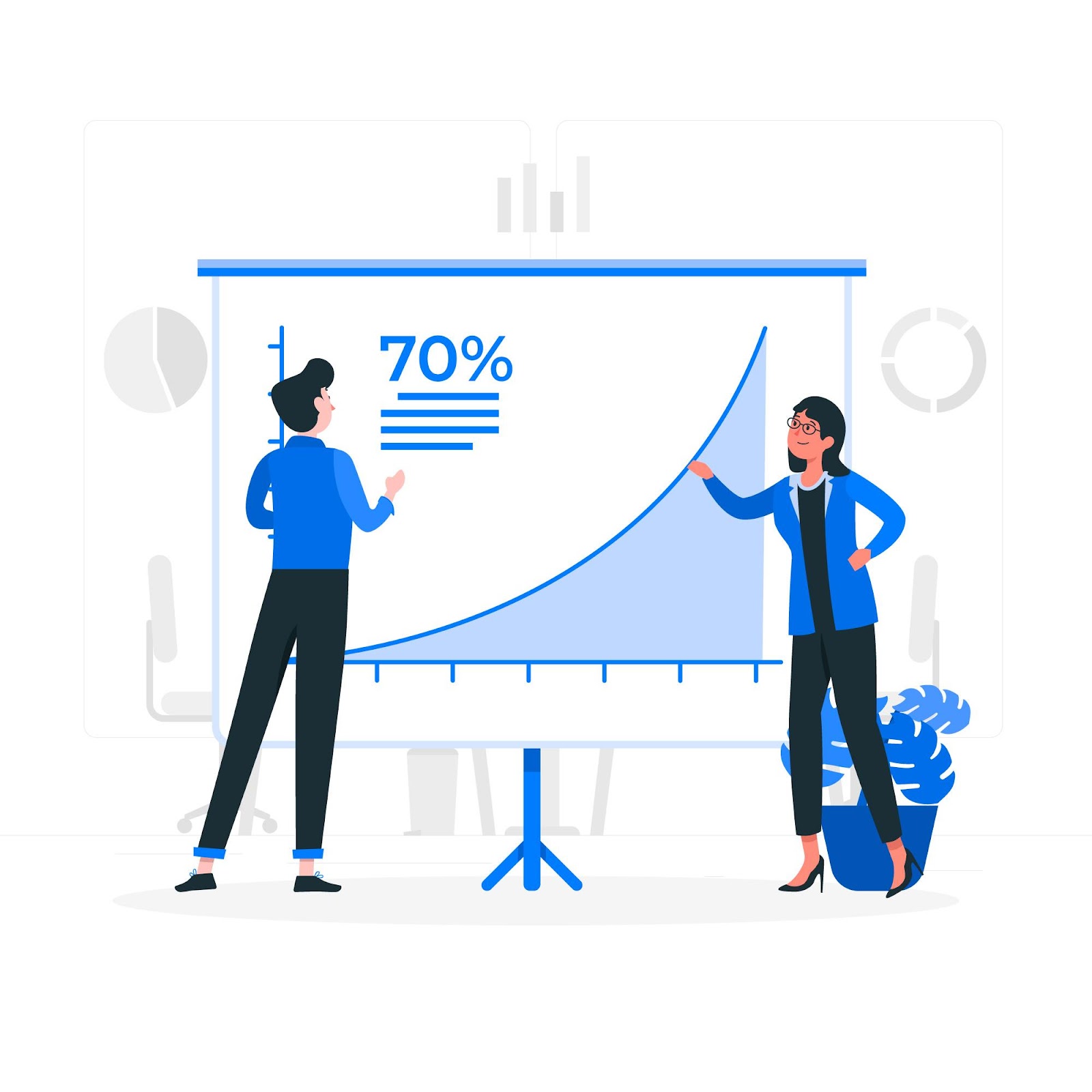 A chart showing an increase in sales